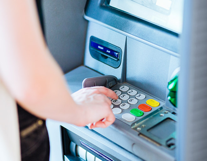typing pin into atm