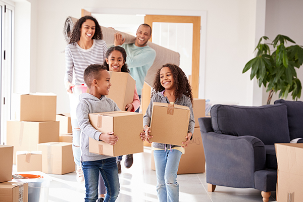 Family moving into their new home thanks to an FHA loan